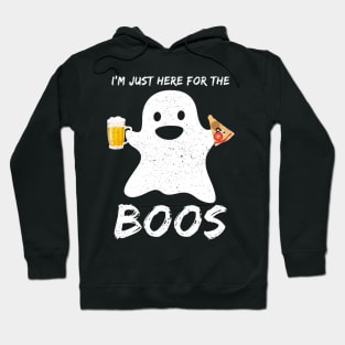 I'm just here for the boos Funny Beer Pizza Lover Halloween Hoodie